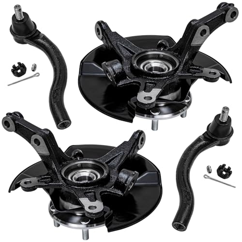 Detroit Axle - Front Steering Knuckles & Wheel Hub Outer Tie Rod Ends | Replacement for 2006-2011 Honda Civic DX DX-G EX EX-L LX LX-S Sport - size: 4SU47730/Kit
