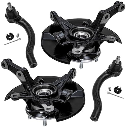 Detroit Axle - Front Steering Knuckles & Wheel Hub Outer Tie Rod Ends | Replacement for 2006-2011 Honda Civic DX DX-G EX EX-L LX LX-S Sport - size: 4SU47730/Kit