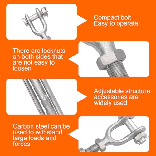 Galvanized Steel Turnbuckle 3/4 x 12 Inch Forged Jaw and Jaw Turnbuckles for Cable Rail Rigging Rope Chain 5,200 lbs Working Load Limit, 2PCS (3/4" X 12") - size: 3/4" X 12"