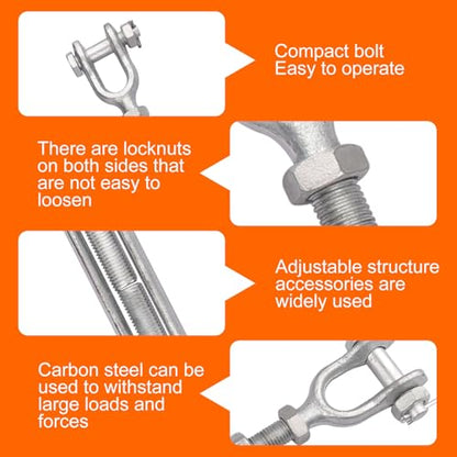 Galvanized Steel Turnbuckle 3/4 x 12 Inch Forged Jaw and Jaw Turnbuckles for Cable Rail Rigging Rope Chain 5,200 lbs Working Load Limit, 2PCS (3/4" X 12") - size: 3/4" X 12"
