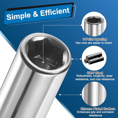 HARFINGTON 3pcs Nut Driver Drill Bit 5.5mm Metric Socket 1/4" Hex Shank 3.94" (100mm) Long 6-Point Socket Quick Change CR-V Steel Bolt Setters for Power Drill Driver - size: 5.5mm