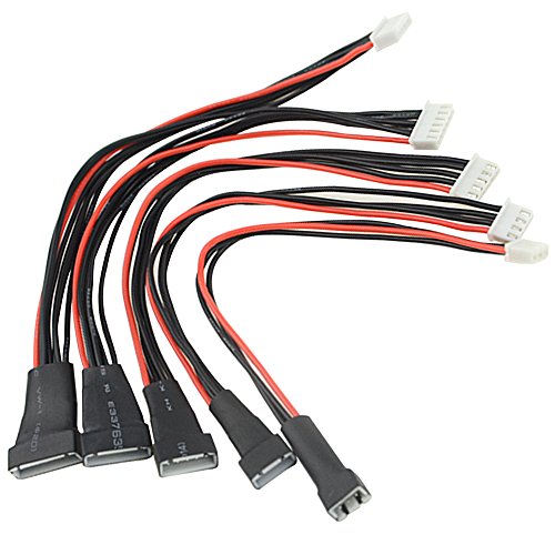 WMYCONGCONG 5 PCS JST-XH 2S 3S 4S 5S 6S Battery Balance Charger Extension Wire Cable for LiPo Battery Balance Charging 200mm, 22AWG