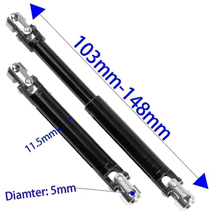 1Pair ShareGoo Aluminium Alloy RC Car Drive Shaft 103-148mm Universal Joint CVD DriveShaft Compatible with Axial SCX10 Tamiya CC01 D90 RC4WD TF2 HSP Redcat 1/10 RC Crawler (Black) - color: Black