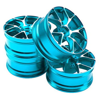 ShareGoo Metal Wheel Rims RC 12mm Hex Hubs 1/10 RC Drift On-Road Racing Touring Wheel Rim Compatible with HSP Tamiya Kyosho RedCat Sakura WLtoys Universal 1/10 RC Scales (Blue) - color: Blue