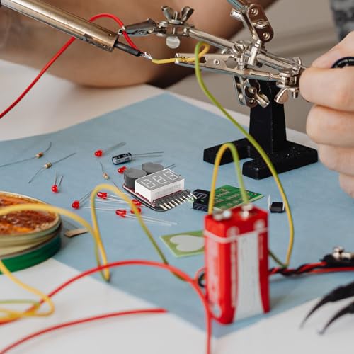 SEWACC 2pcs Lipo Battery Voltage Tester with Low Voltage Buzzer Alarm Rc Battery for Rc Hobbyists and Drone Use