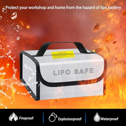 2PCS 185 * 120 * 80mm Lipo Safe Bag for Lipo Battery Pack Storage Charging Transport, Home Office Travel Fireproof Safe Storage Pouch - size: 185*120*80mm