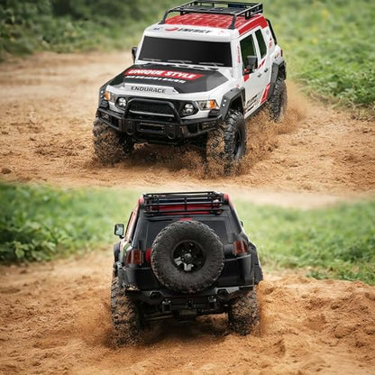 RC Cars RC Crawler 1/10 Scale RTR Remote Control Car 4WD 2.4GHz Brushed Offroad Racing Hobby Grade Model Vehicle with LED Lights 2Pcs Battery Toy for Kids and Adults - color: D-red