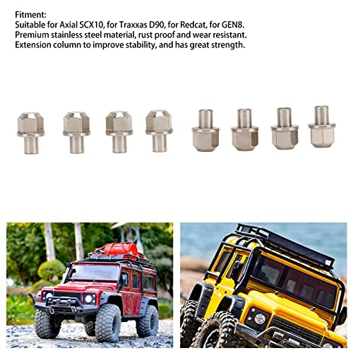 8Pcs RC Hex Wheel Hub Nut Universal 12mm Drive Adaptor Extension Column Stainless Steel for Axial SCX10 D90 Redcat GEN8 Silver 14mm