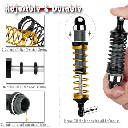 RC Alloy Shocks Absorber Upgrades Part 1/10 Big Rock Granite Senton 3S BLX & Mega550,1/8 Typhon 3S BLX & Mega550,Metal Front Rear Shocks Absorber 4PCS,Titanium