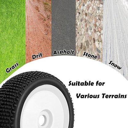 17mm hex RC Wheels and Tires for Arrma Typhon Talion 6S 3S Team Losi 8Ight 1/8 RC Buggy Tires and Wheels Pre-glued White 4PCS - color: white