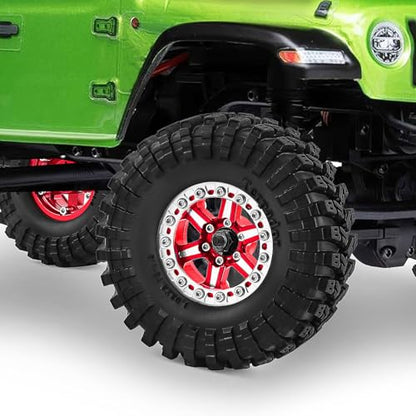 1.3" Wheels and Tires 70mm (2.76in) for SCX24 TRX4M 1/18 1/24 RC Crawler Upgrade Parts (Red, 4Pcs) - color: Red-3