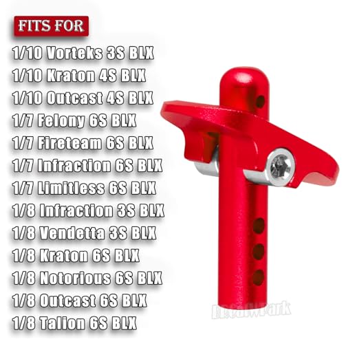 RC Body Post Upgrades Part for 1/7 Felony/Fireteam/Infraction 6S BLX,Limitless,1/10 Kraton/Outcast 4S BLX,1/8 Infraction/Vendetta 3S BLX,Kraton/Notorious/Outcast/Talion 6S BLX,Red - color: Red - (Body Post)