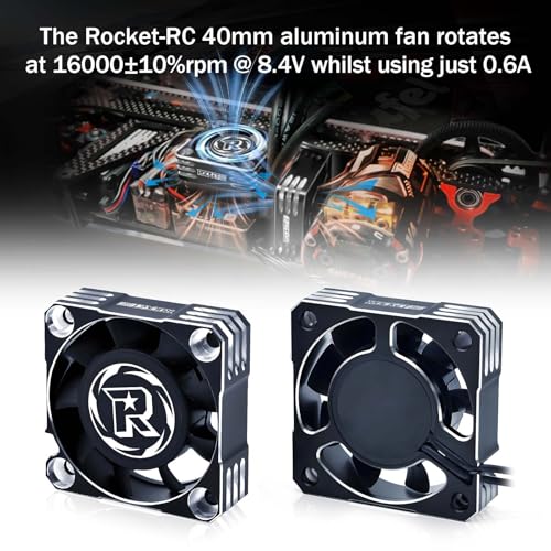 Surpass Hobby 40mm Motor Cooling Fan 16000RPM RC ESC Cooling Fan for 1/8 1/10 RC Car 540 550 F540 Motor (Silver Black) - style: Silver Black