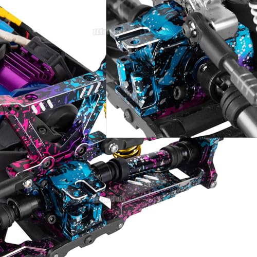 Aluminium Transmission Gearbox Upgrades Part for 1/10 Slash/Rustler/Stampede/Jato VXL 4X4 4WD,XO-1,RC Front Rear Gearbox & 37T Differential Gear,#6880#6881,Colorful(Blue Pink Tone) - color: Colorful(blue Pink Tone)- (Upgrades)