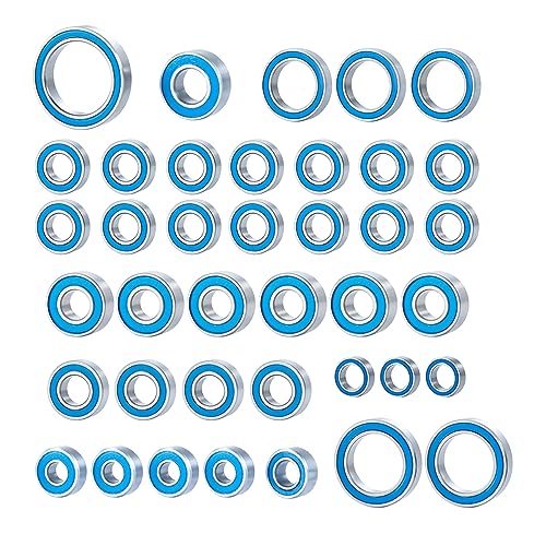 39Pcs TRX4 Metal Ball Bearings Kit, Rubber Sealed Axial SCX10 Bearings Set for 1/10 RC Crawler 92076-4 82046-4 Bronc TRX6 Slash UDR Tamiya TT-02 Semi