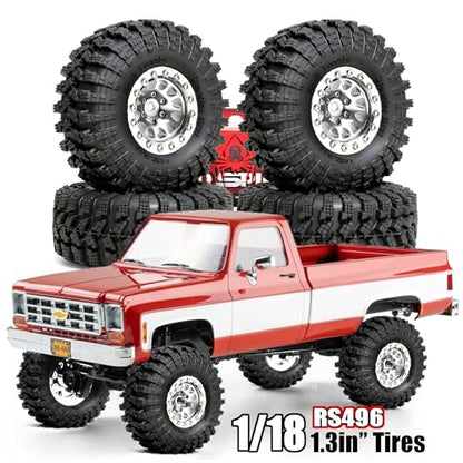 REDSPIDER•1.3 Beadlock Wheels and Crawler Mud Tires OD 2.75'' Aluminium Hub Hex Key 7mm (4PCS) for 1/18 1/24 TRX4M SCX24 AX24 FCX18 FCX24 RC Crawler Car (Silvery) - color: Silvery