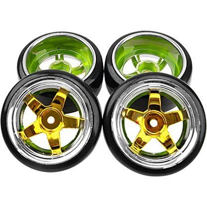 5-Spoke Hard Plastic Wheel Rims & Plastic Tires 12mm Hex & 1/10 RC Drift Tire Hard Plastic Tires & 12mm Hex Hub Wheel Rims