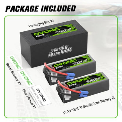OVONIC 3S LiPo Battery 7600mAh 11.1V 130C RC Battery with EC5 Connector
