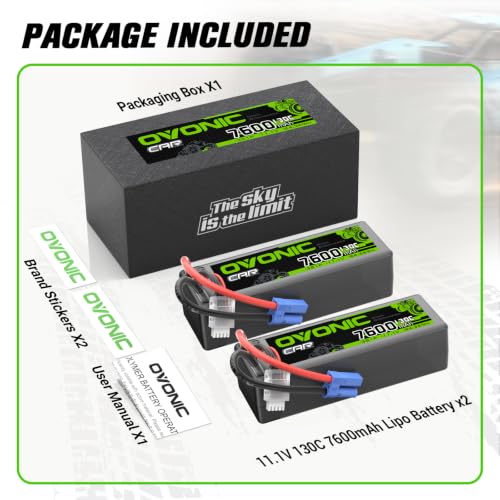 OVONIC 3S LiPo Battery 7600mAh 11.1V 130C RC Battery with EC5 Connector