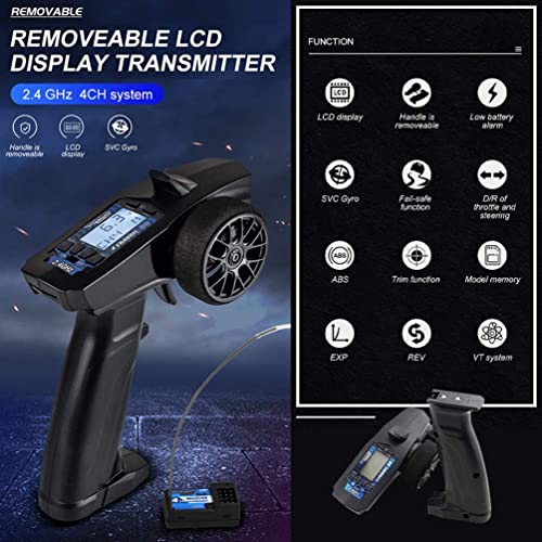 Turbo Racing P32 91803G-C 2.4G 4CH RC Remote and Receiver Controller LCD Display with Waterproof Radio Transmitter for RC Car Boat (91803-C)