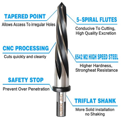 13/16" Bridge Construction Reamer Drill Bit, M2 HSS Taper Chucking Reamer for Steel Alloy Metal Wood Plastic, 1/2" Non-Slip Shank, 5-Spiral Flutes Car Reamer, to Align or Enlarge Holes, 21mm. - size: 13/16"