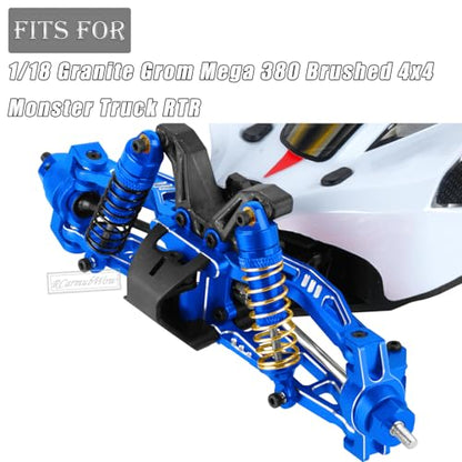 RC Upgrades Part for 1/18 Granite GROM MEGA 380,Front Rear Shock Absorber,Driveshafts CVD,Suspension Arms,Front Steering Block Knuckles & C-Hubs Caster Blocks & Rear Hubs,Navy Blue - color: Navy Blue(1set)