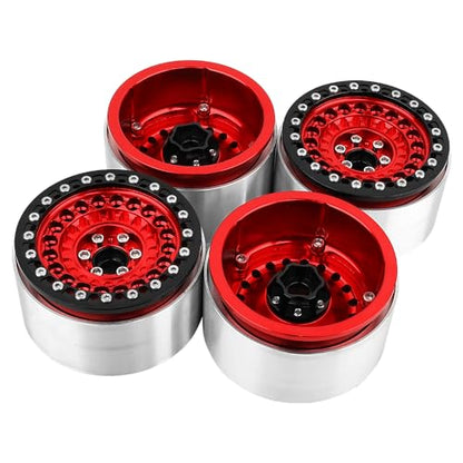 Aluminum Circular Step Subsidence 2.2" Beadlock Wheel Rim for 1/10 SCX10 I II III Capra TRX4 VS4-10 Gen8 RC Crawler Upgrade (red) - color: Red