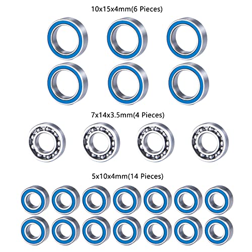 24Pcs Wheel Hubs Axle Bearing Kit for Element RC Enduro Sendero | 1/10 RC Car Model Parts Rubber Sealed Ball Bearings