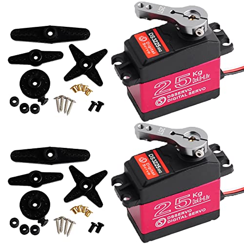 DS3225MG 25Kg RC Digital Servo Full Metal Gear with 270 Degree PWM Control for DIY Baja Car Crawlers Truck RC Robotic Arm (Pack of 2) - size: 2pcs 25kg 270°