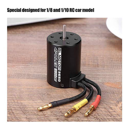 TOPINCN RC Brushless Motor, 3650 3900KV Water Proof Sensorless Motor Accessory for 1/8 1/10 Scale Remote Control Car Trucks Off Road Vehicle ((3650 3900kv brushless Motor))