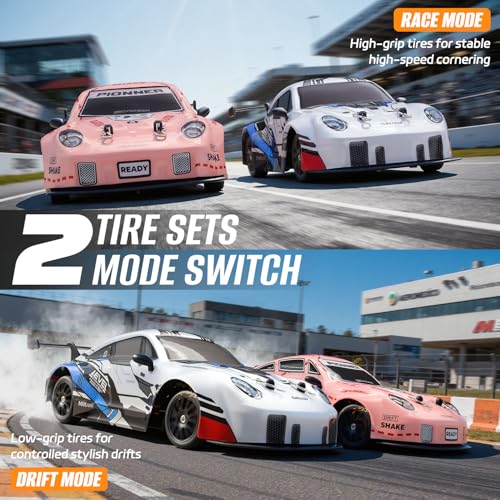 RC Drift Car, 1:24 Scale Remote Control Cars Vehicle for Kids, 2.4GHz 20KM/H 4WD High Speed RC Cars with LED Light Two Batteries & Drifting Tires Racing Sport Toy Car for Adults Boys Girls ZG01-White - style: ZG01-White