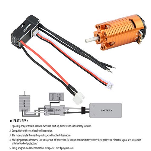 Brushless Motor, 9500KV High Speed Metal 1410 ESC Set, 18A Brushless Crawler Motor for 1/24 1/28 1/32 RC Cars Off-Road Crawling Hobbyists and Spare Part Replacement