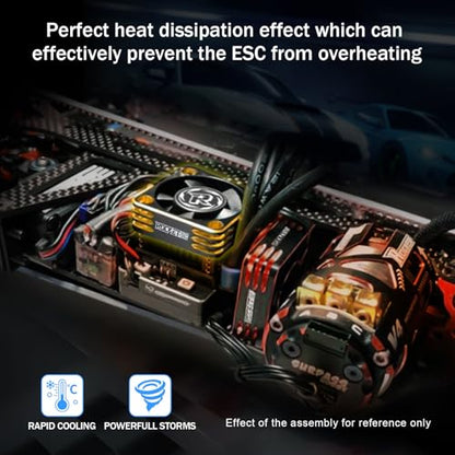 Surpass Hobby 30mm RC Cooling Fan Heat Dissipation RC Fan 28000RPM ESC Fan for 1/10 1/8 RC Car Buggy ESC (Gold&Black) - color: Gold&Black