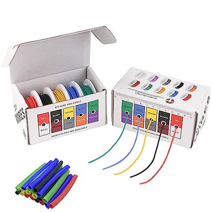 20 Gauge Wire Stranded Electrical Wire 20 AWG Electric Hook Up Wire Kit Flexible Silicone Tinned Copper Wires, OD:1.8mm, 5 Colors 19.6ft Each, with Free 20pcs φ3mm Heat Shrink Tubing - style: 20AWG - 5 Rolls 19.6ft each