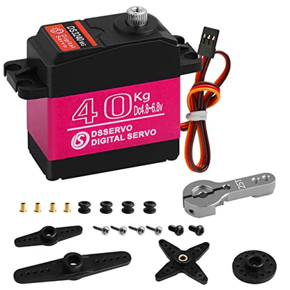 40KG High Torque RC Servo Digital Servo Full Metal Gear Waterproof with 25T Servo Horn Compatible with 1/8, 1/10, 1/12 RC Car Crawler Robot Control Angle 180° - style: 1Pcs 40kg 180°