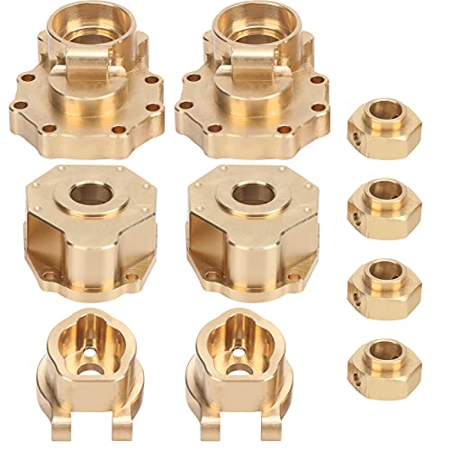 RC Outer Portal Drive Housing, Brass Drive Axle Mount Set High Torque Steering Knuckle Front Rear Portal Axle Counterweight Set for 1/10 RC Crawler