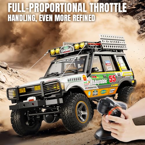 1/18 Scale RC Crawler, 2.4GHz Full Proportional Remote Control Off Road Car, 4WD RC Rock Truck Simulation Off Road Climbing Vehicle Dual Speed Model Car for Adults (Yellow) - color: Yellow