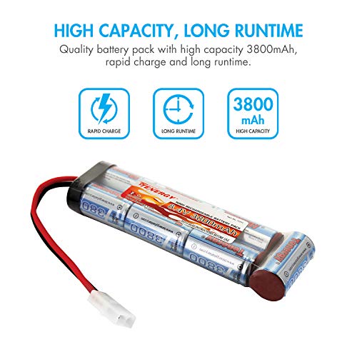 Tenergy Airsoft 8.4V 3800 mAh Flat NiMH Batteries - color: Battery + Charger