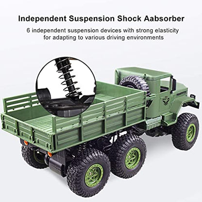 XINGRUI 1:18 RC Military Truck, 50 Min Playtime Remote Control Car, 2.4Ghz 4WD Off-Road Vehicle, All Terrain Toy with LED Lights, Gift for Boys Girls Ages 6+