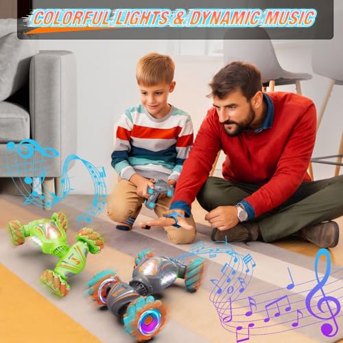 Nicella Remote Control Car, RC Cars for Boys, Gesture Stunt with Light & Music, 4WD, 360° Rotating, 2.4Ghz Remote Control Car Toys, Birthday Gift for Kids Age 6+ (Grey) - color: Grey