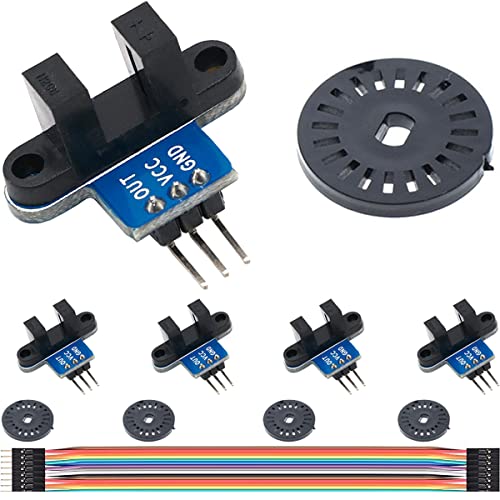 5PCS IR Infrared Slotted Optical Optocoupler Speed Measuring Sensor Module 3.3-5V for Arduino Also for Smart Robot Car Speed Measurement with Dupont Wire
