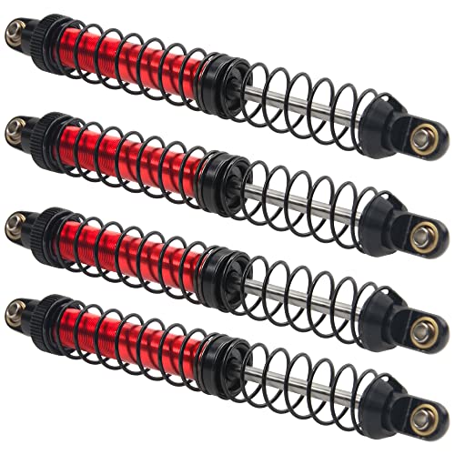 4Pcs Vgoohobby Metal Shocks Absorber Adjustable Dampers Compatible with Axial SCX10 Traxxas TRX4 D90 90046 Redcat Gen7 1/10 RC Crawler Car (Red,120mm)
