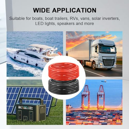 8 Gauge Silicone Wire (20ft Red & 20ft Black), 8 AWG Electrical Cable 0.08mm Tinned Copper Core High Temperature Resistant Wire, Soft and Flexible for RC Cars, Boat, Drones etc - size: 20FT, style: 8AWG