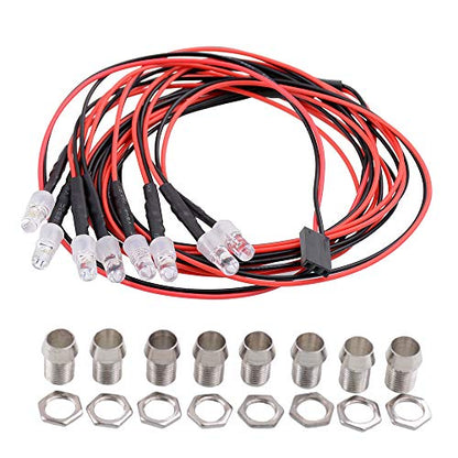ShareGoo 8Leds LED Light Headlights Taillight Kit Accessories Compatible with Traxxas HSP Tamiya Redcat Axial SCX10 RC Car Truck Tank Crawler,White