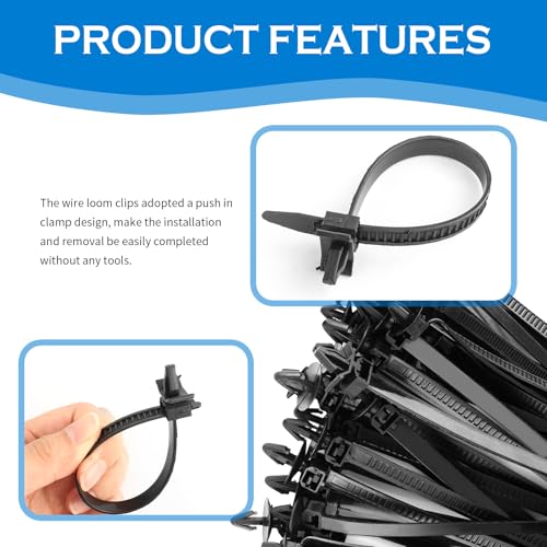 130PCS Car Wire Loom Clips with 5 Sizes,Push-in Wire Harness Clips Assortment Kit Keeps Cables Neatly Sorted,Universal Wires Loom Clamps Assortment Kit for SUV Truck