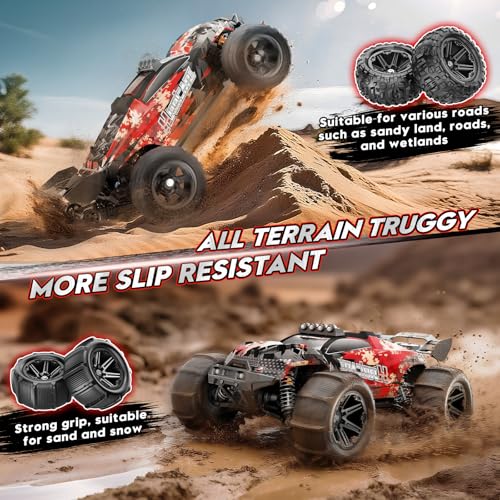 YESHIN 1:14 Scale All Terrain RC Cars - 40km/h High Speed Remote Control Car, 4X4 Waterproof Off-Road Truck with 2 Rechargeable Batteries, Realistic Racing Truck for Adult Kids