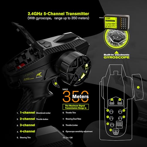 1/10 Brushless RC Cars, 50 MPH Rally Car, 4WD, Waterproof, 8+ Ages | 45A Waterproof ESC, 11KG Micro Servo, 2852 3800KV Brushless Motor, 3S Lipo, 5CH Transmitter, Mteal Chassis, All-Terrain