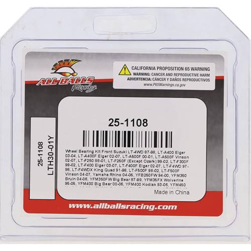 All Balls Racing 25-1108 Wheel Bearing Kit | OEM replacement, fits Suzuki LT-4WD 250 Quad Runner, 500 250 300 engines, for atv, 25-1108