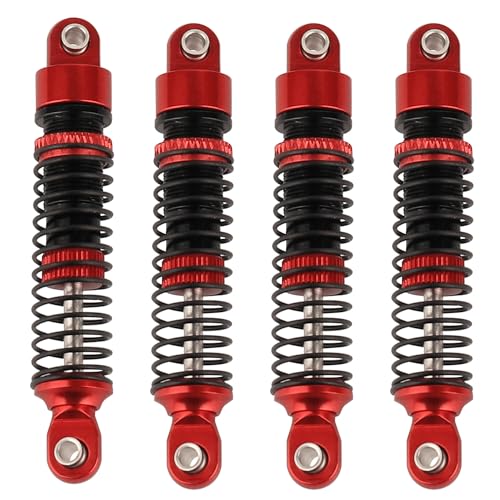 4PCS 53mm/59mm/65mm/78mm Aluminum Shocks Absorbers Oil Threaded Damper for 1/18 RC Crawler TRX4M TRX-4M Bronco Defender K10 Upgrade Parts (53mm-red) - color: 53mm-red