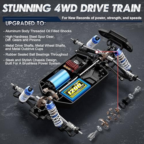 HAIBOXING 16890A Brushless RC Car, 1/16 Scale 4X4 Fast Remote Control Truck | Fast Truck 48 KM/H Top Speed, Hobby RC Cars for Adults and Boys, All Terrain Off-Road Truck，Spare Paddle Tires for Sand& Snow - color: 16890a Yellow